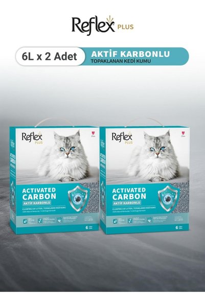 Reflex Plus Aktif Karbonlu Topaklanan Kedi Kumu, 6L x 2 Adet