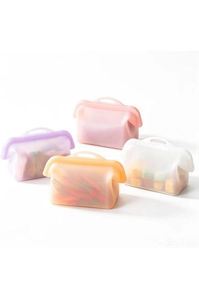 Generic Reusable Silicone Food Storage Bag, BPA-Free, Wide-Mouth, Purple