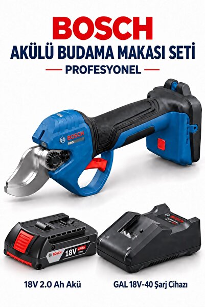 Bosch Profesyonel Akülü Budama Makası Seti Budam Makası Dal Budama Güçlü Çene...