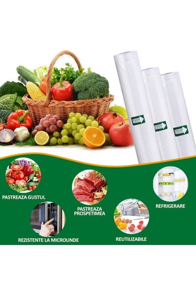 NEXTLY Set 14 role pungi vidat si sigilat alimente, NEXTLY, lavabile, compatibilitate universala, 500x28cm