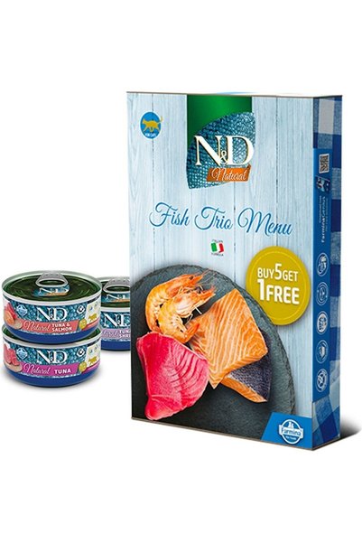 N&D ND Balıklı Trio Menü Süper Premium Kedi Konserve Yaş Maması 6X70GR Balık Tatlı Lezzet