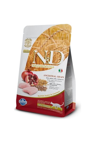 N&D Neutered Düşük Tahıllı Tavuk ve Narlı Kısırlaştırılmış Kedi Maması 1.5 kg