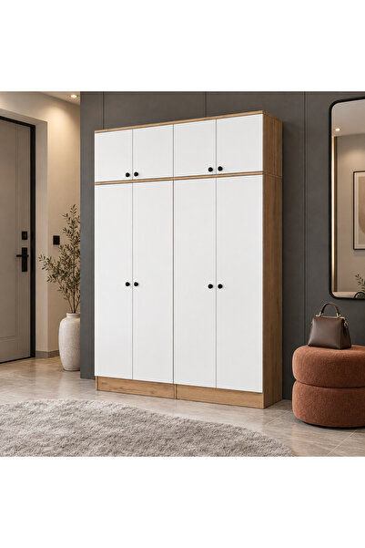 Rani Mobilya Rani EA176 Modern Portmanto 8 Kapaklı Raflı Askılı Ayakkabılık V...