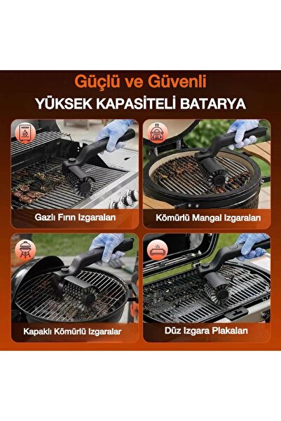 KRAFT HART Ayarlanabilir Açılı Fırça Başlıklı Mangal Izgara Çelik Tel Temizleme Barbekü Grill Fırçası