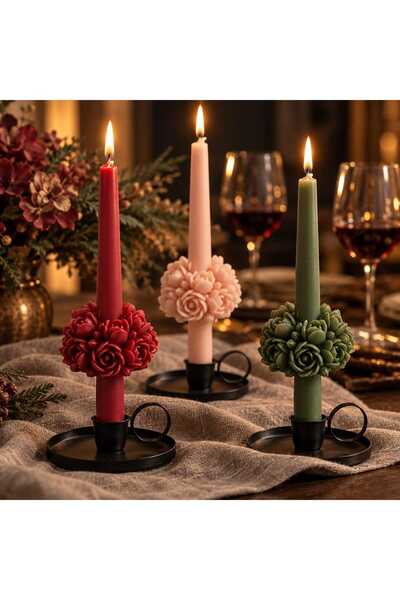 SCA CANDLE Dekoratif Çiçek Şamdan Mumu 6'lı 25 cm