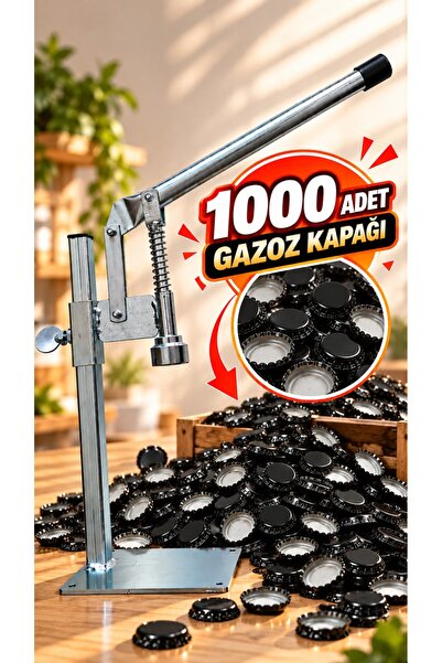 Morpanya Gazzel Şişe Kapatma Aleti Gazoz Soda Şişesi Taç Kapak Makinası + 100...