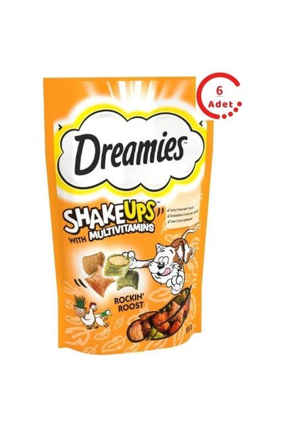 Dreamies Shakeups Multivitaminli Kedi Ödül Maması 55 gr x 6 Adet Rockin Roost...