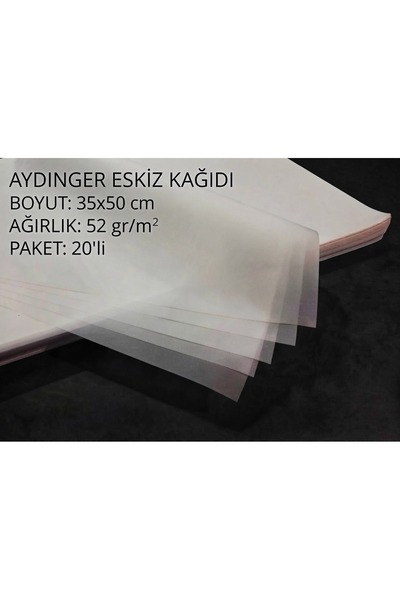 Aydınger Eskiz Kağıdı 35x50 cm 52 gr/m² 20'li Paket Şeffaf Çizim ve Teknik Resim Kağıdı