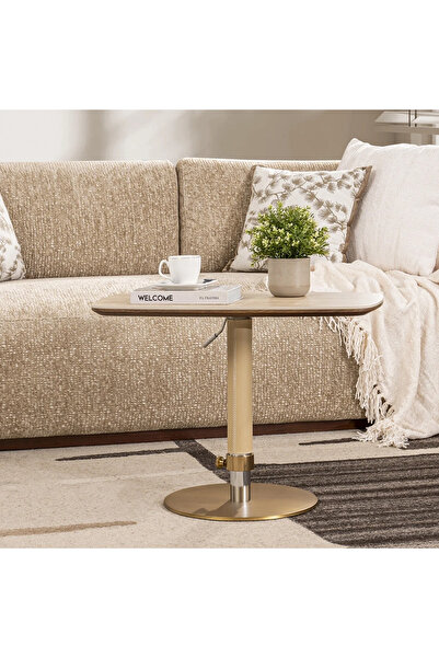 Midas Furniture طاولة جانبية - باللونين الأبيض والبيج