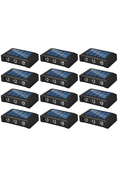 NEXTLY Set 12 x lampa solara de exterior NEXTLY, 6 leduri, montare perete/gar...