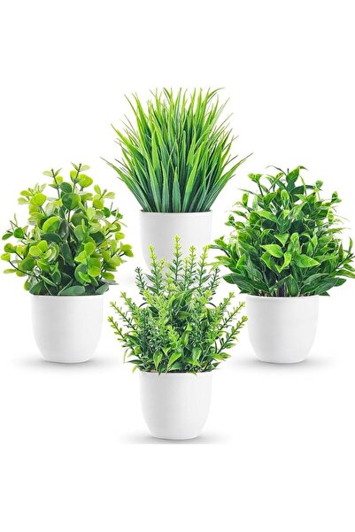 Yelajoy 4 PCS Artificial Potted Plants, Small Faux Greenery for Home Decor, F...