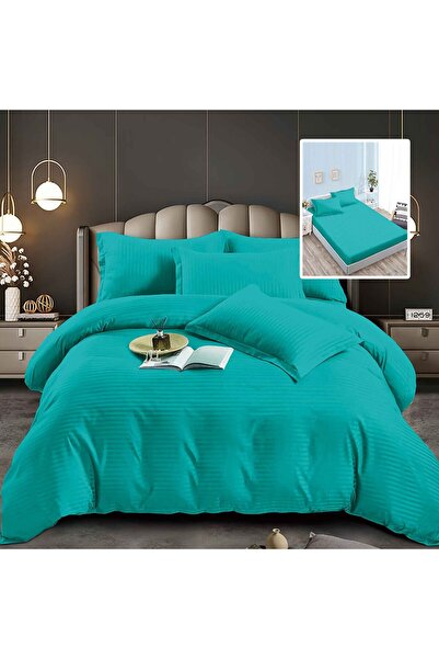 RALEX PUCIOASA Set lenjerie de pat dublu 6 piese Damasc Polycotton, cu husă d...