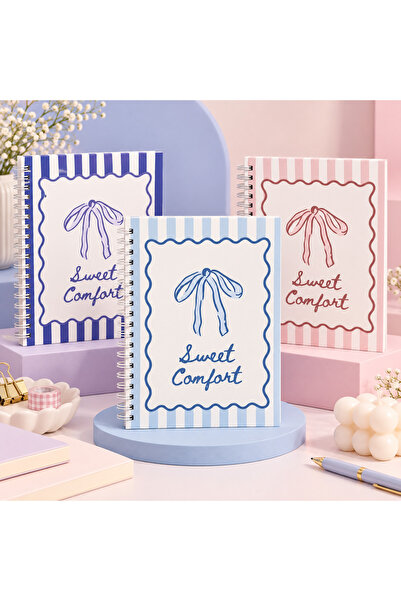 MOMOKİ Tatlı Huzur 3'lü Çizgisiz Spiralli Defter Seti 13,5x20 cm 100 Sayfa Ka...