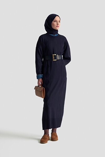 Armine Basic Knitwear Dress Navy Blue