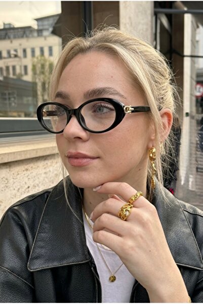Eyesofia Monaco Vintage Black Gold Detailed Oval Ultra Light Blue Block Blue ...