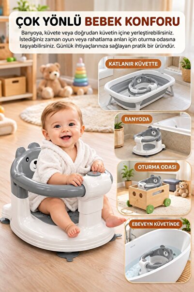 Baby Home Cooki Önden Açılır Banyo Mama Oturağı Güvenli Kullanım ve Rahat Otu...