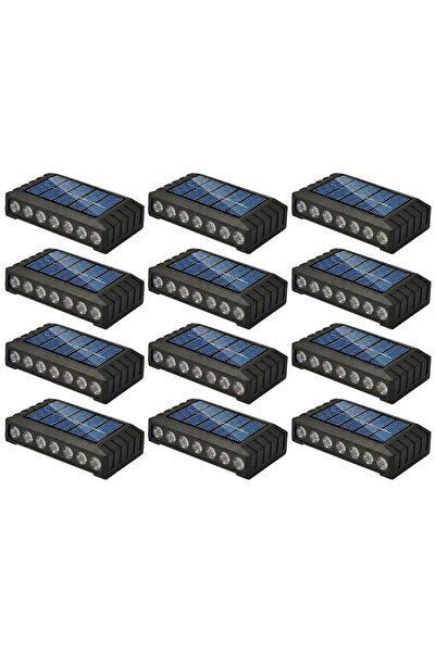 NEXTLY Set 12 x lampa solara de exterior NEXTLY, 14 leduri, montare perete/ga...