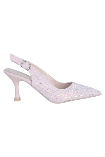 Ayakcenter Pantofi cu toc de 8 cm pentru femei Öz Macan Cream Stone