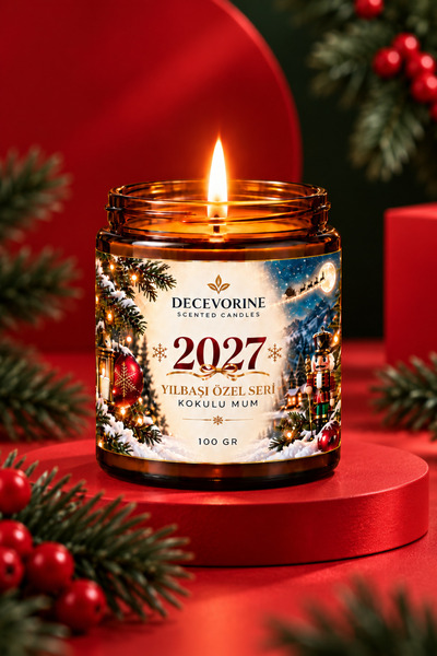 2027 Yılbaşı Özel Seri Oud Sandal Ağacı Misk Amber Patchouli Kehribar Kokulu Mum 100 Gr