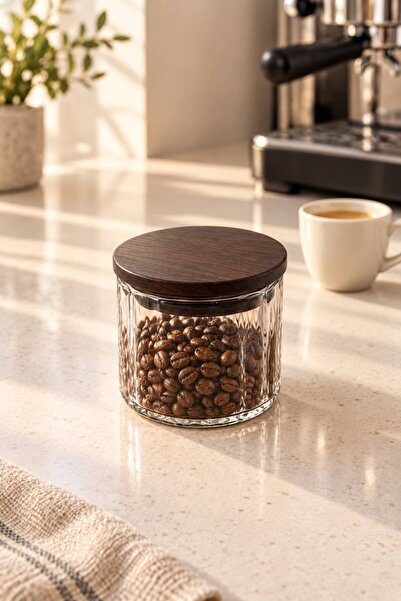 NEWNOW Acacia Lid Glass Jar 400 ml – Kitchen Organizer Storage Container