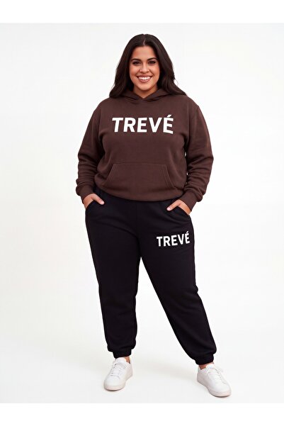 HAI COLLECTİON Kapüşonlu Oversize Sweatshirt Kahverengi Hoodie