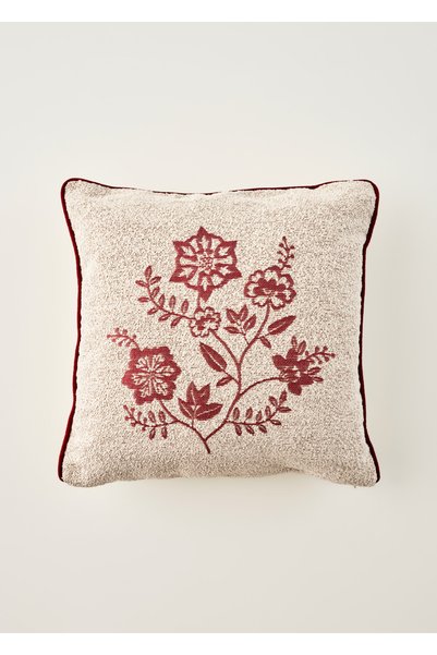 Bella Maison Grandma Jakarlı Dekoratif Yastık Kılıfı Ekru (45x45 cm)
