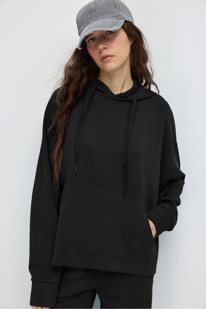 No Matter What Kadın Kapüşonlu Sweatshirt Soft Touch Çift Cepli Uzun Kollu