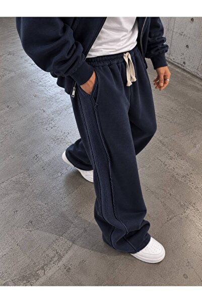Yan Şeritli Dikiş Detaylı Baggy Eşofman Altı