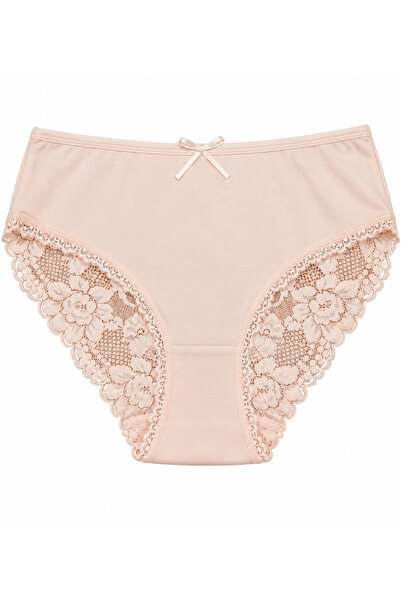 Zena Plus Size Floral Lace Bow Detailed Cotton Women's Panties