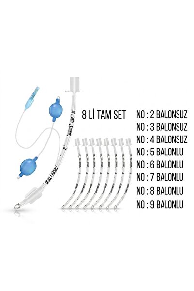 Bıçakçılar Entübasyon Tüpü (Endotrakeal Tüp) 8 Li Set (No:2-No:3-No:4- No:5- ...
