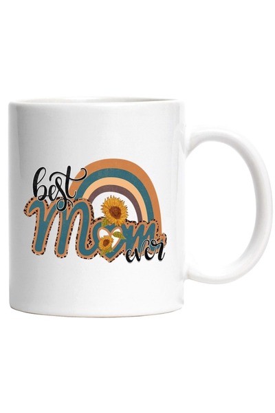 INOVATIX Personalized white mug, Best Mom Ever, mom, the best, flowers, pride...