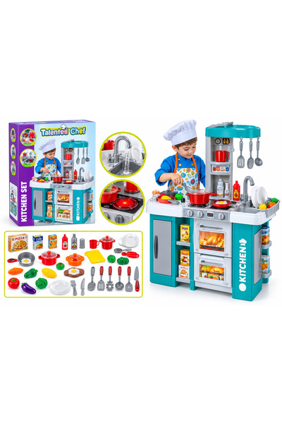 Generic Brand مطبخ أطفال تفاعلي كبير مع أدوات وإكسسوارات LOOSTER TIME
