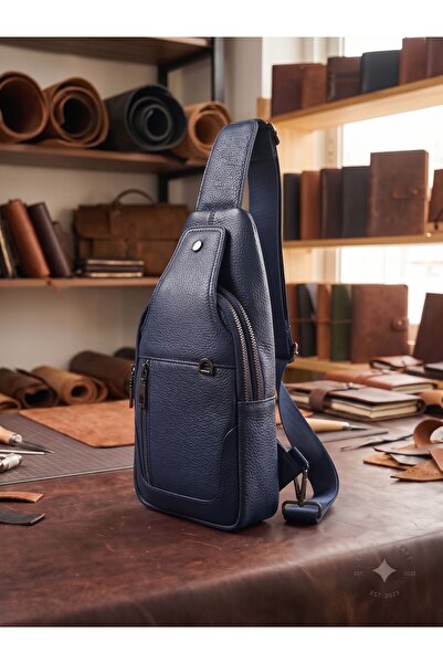 Deribond Hakiki Deri Erkek Çapraz Göğüs Çantası - Çok Bölmeli Body Bag Sling Bag