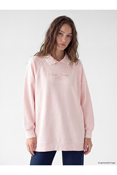 LC Waikiki Modestpolo Collar Oversize Women's Sweatshirt Tunic