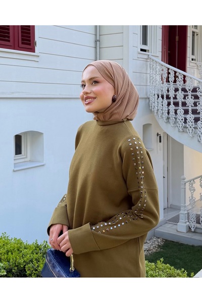Adalenna Moda Kolu Zımbalı Yüksek Kalite Triko Kazak