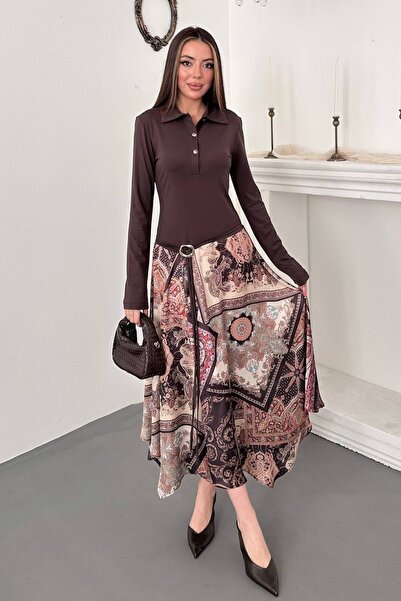 End Black Store Brown Asymmetrical Jumpsuit Dress