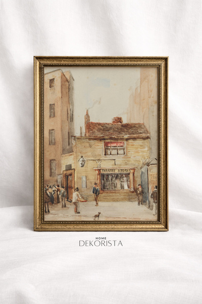 HOME DEKORİSTA Tablou vintage fără sticlă, cu peisaj urban, decor floral de p...