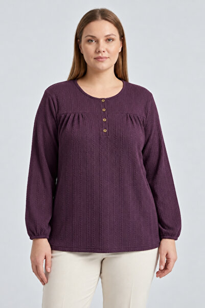 Ravencia Winter Hair Knitwear Buttoned Soft Blouse