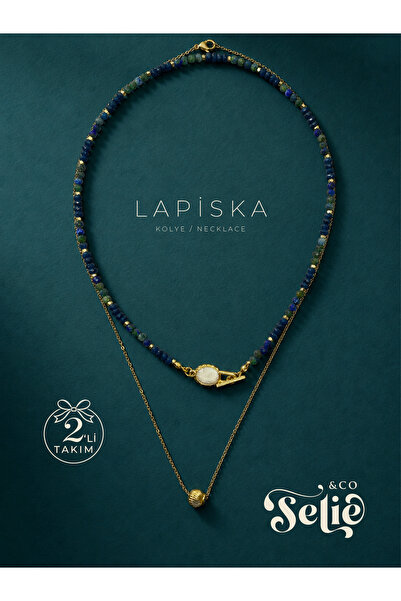 SELIE&CO Lapiska Doğal Taş Kolye Lapis Lazuli Kalsedon