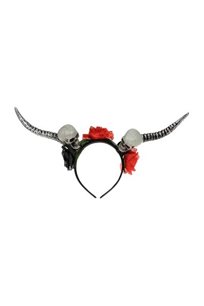 OEM Coronita Deghizare Coarne cu Cranii & Flori – Accesoriu Tematic de Păr pe...