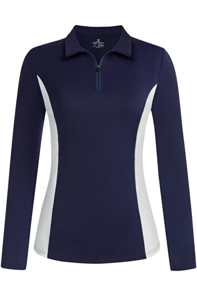 OtherMax Tricou Sport de Damă cu Guler și Mânecă Lungă Bleumarin M — îmbrăcăm...
