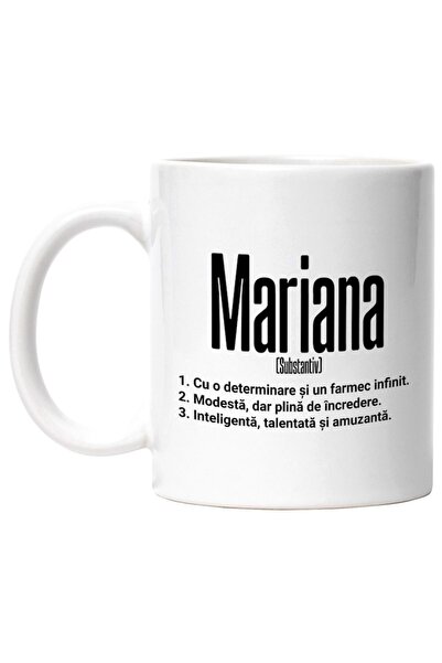 INOVATIX Personalized white mug, Name Mariana, and, Determination, Modest, In...