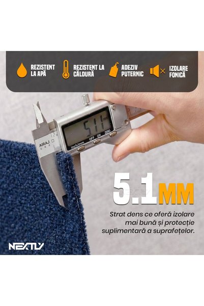 NEXTLY Set 10 x Mocheta Autoadeziva NEXTLY, podea, 60x60 cm, 5mm grosime, acoperire 3.6 mp, albastru inchis