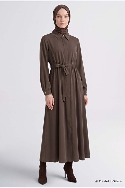 Armine 100% Lyocell Side Tie Dress Brown