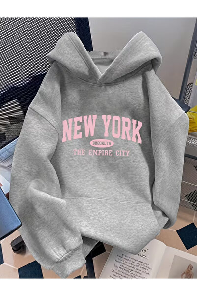 one button Unisex Ανδρικό/Γυναικείο Φούτερ με κουκούλα New York The Empire Ci...