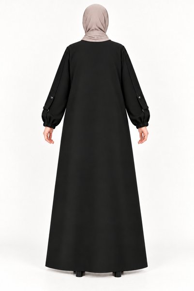 CANPOLATLAR TEKSTİL CANPOLAT 88009-26 سترة نسائية سوداء (بنسيج خلية النحل) مع سحاب مخفي، جيوب جانبية، مقاسات 46-56
