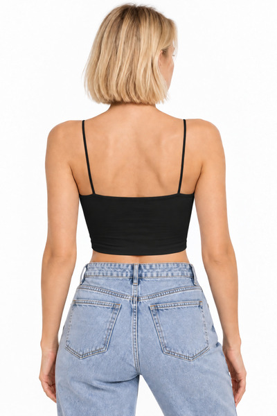 mrm pro Women's 2-Piece Black and White Crop Bustier Set with Fixed Chest Pads and Thin Rope Straps