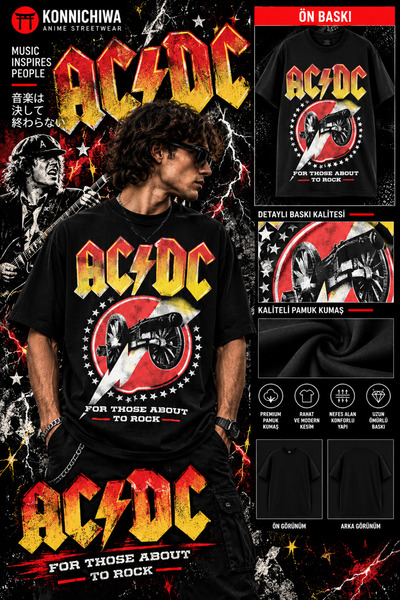 FG KONNİCHİWA Ac/Dc for Those about to Rock T-Shirt Tshirt – Black Rock Music...