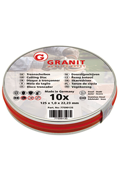 Granit Disc de tăiere metal 125x1.0x22.2 INOX 10 buc.