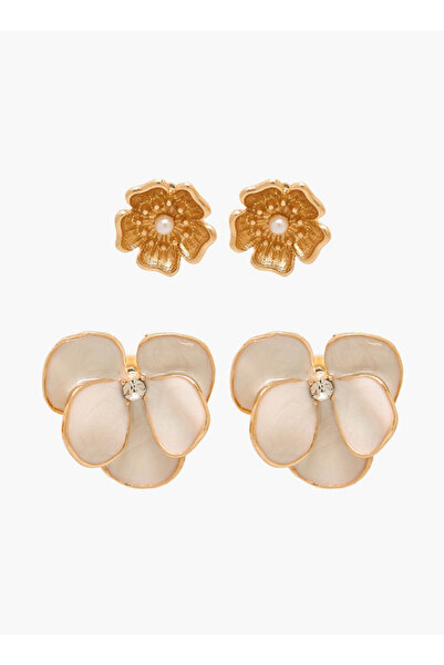 FAV Gloo Pack of 2 Enamel Floral Shaped Stud Earrings with Pushback Closure